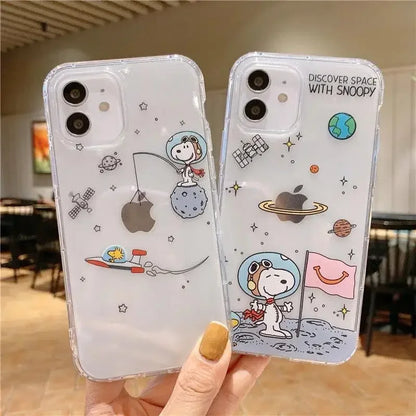 Cute Funny Snoopy Case For Iphone 15 Pro Max 11 14 13 12 Mini 6s 6 7 8 Plus X XS XR Cover Silicone Couqe Soft Transparent