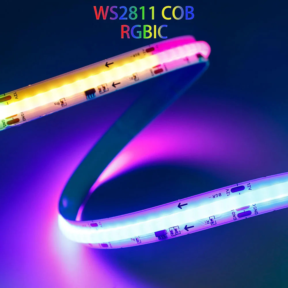 WS2811 RGBIC COB LED Strip Lights 576/720Leds WS2812B Full Dream Color Tape Addressable Smart SPI FCOB Light RA90 DC12/24V