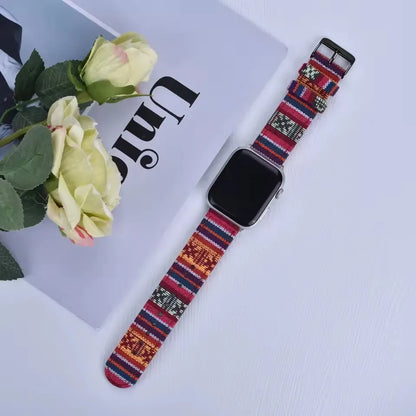 Christmas Exotic Style Fabric Straps For iWatch Band 8 7 SE 45mm 44mm 42mm Sports For Apple Watch 41mm 40mm 38mm Series 6 5 4 3
