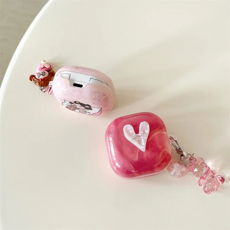 For Samsung Galaxy Buds 3 Pro/Buds FE/Buds 2 Pro/Buds 2/Buds live/Buds pro Case,Cute Cartoon Rabbit Earbuds With KeyChain Cover