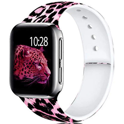 YAYUU Sport Band for Apple Watch Bands 40mm 41mm 44mm 45mm Floral Silicone Printed Pattern Straps for iWatch Series 7 6 5 4 3 SE