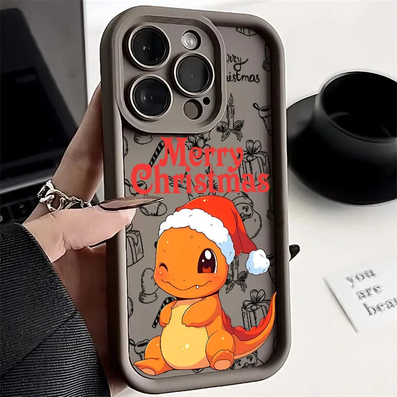 Christmas Eevee Charmander Squirtle Soft Silicone Case For iPhone 17 11 15 16 13 Pro Max 14 Plus 12 16 Pro 16E 17AIR Phone Cover