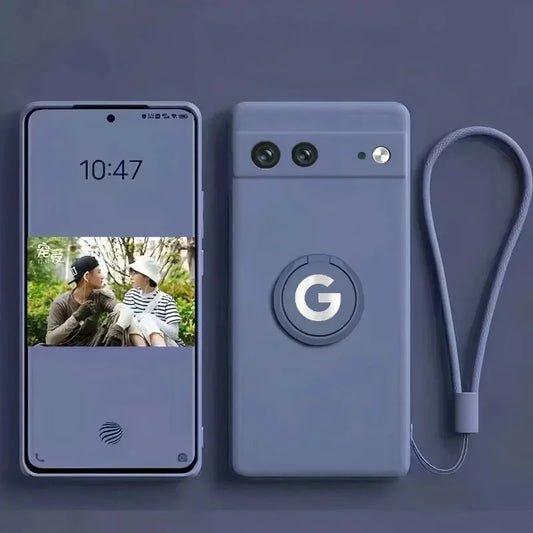 Original Liquid Silicone Rotable Ring Holder Case For Google Pixel 10 9 Pro XL 8 7 6 A Pro Wrist Strap Skin Feel Protector Cover