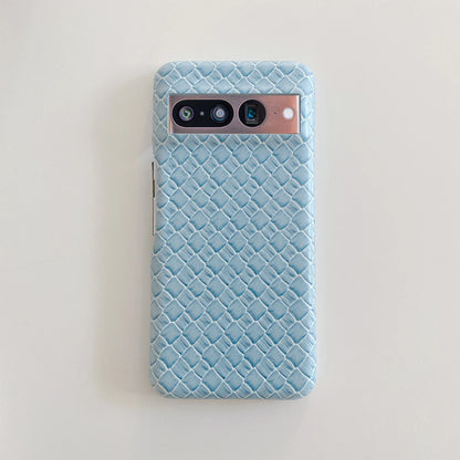 Luxury Leather Phone Case For Google Pixel 8 7 6 Pro 7a 6a 4a 5 4 XL Simple Fashion Woven Plaid Pattern Cover
