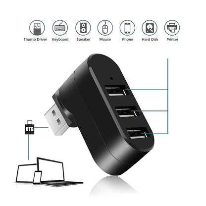 3 Port Multi 2.0 USB HUB Mini USB Hub High Speed Rotate Splitter Adapter For Laptop Notebook For PC Computer Accessories