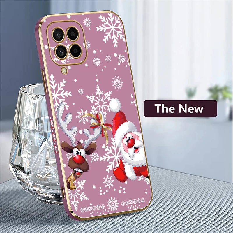 Christmas Deer Printed Phone Case For Samsung Galaxy M42 5G M62 M32 M22 M12 M54 M53 M33 M51 M02 M30S M13 Plating Soft Cover