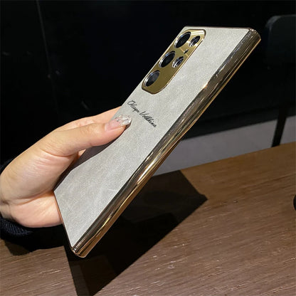 S24 Ultra Personalized Custom Name PU Leather Texture Phone Case For Samsung Galaxy S23 S22 Ultra S24 Plus Plating Back Cover - covers4phones