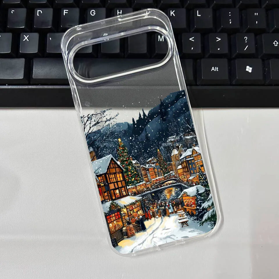 Winter Snow Landscape Phone Case For Google Pixel 10 10Pro 10 Pro XL 8 9 Pro 6 7 8 8A 5G Christmas Street Scenery Soft TPU Cover