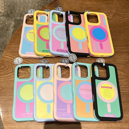 Dopamine Magnetic Clash Color Bumper Case for iPhone 16 15 14 Pro Max for Magsafe Candy Contrast Color Shockproof Cover Funda