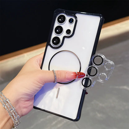 Shockproof Clear Magnetic Phone Case for Magsafe Lens Film For Samsung Galaxy S25 Edge S24 Ultra Plus S23 FE A56 A36 A35 A17 A16