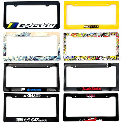 1 Pair(2pcs) JDM Racing Style USA Standard ABS Car License Plate Frame For Tofu Akina Fake Taxi Spoon Hokkaido Decoration Auto