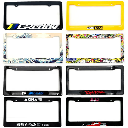 1 Pair(2pcs) JDM Racing Style USA Standard ABS Car License Plate Frame For Tofu Akina Fake Taxi Spoon Hokkaido Decoration Auto