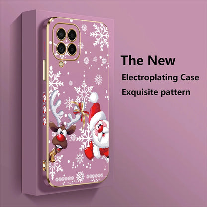 Christmas Deer Printed Phone Case For Samsung Galaxy M42 5G M62 M32 M22 M12 M54 M53 M33 M51 M02 M30S M13 Plating Soft Cover