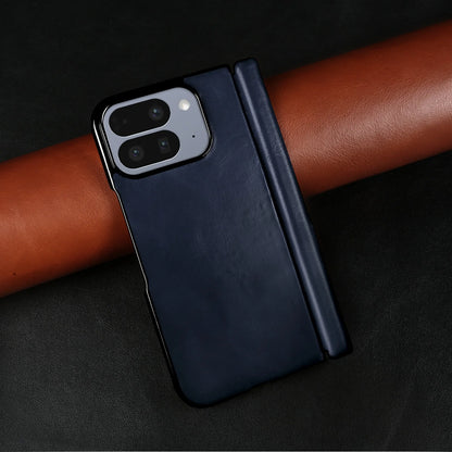 Luxury Genuine Leather Case For Google Pixel 10 Pro Fold 9pro fold Oil Wax Central Axis Pattern Phone Back Cases Without Front