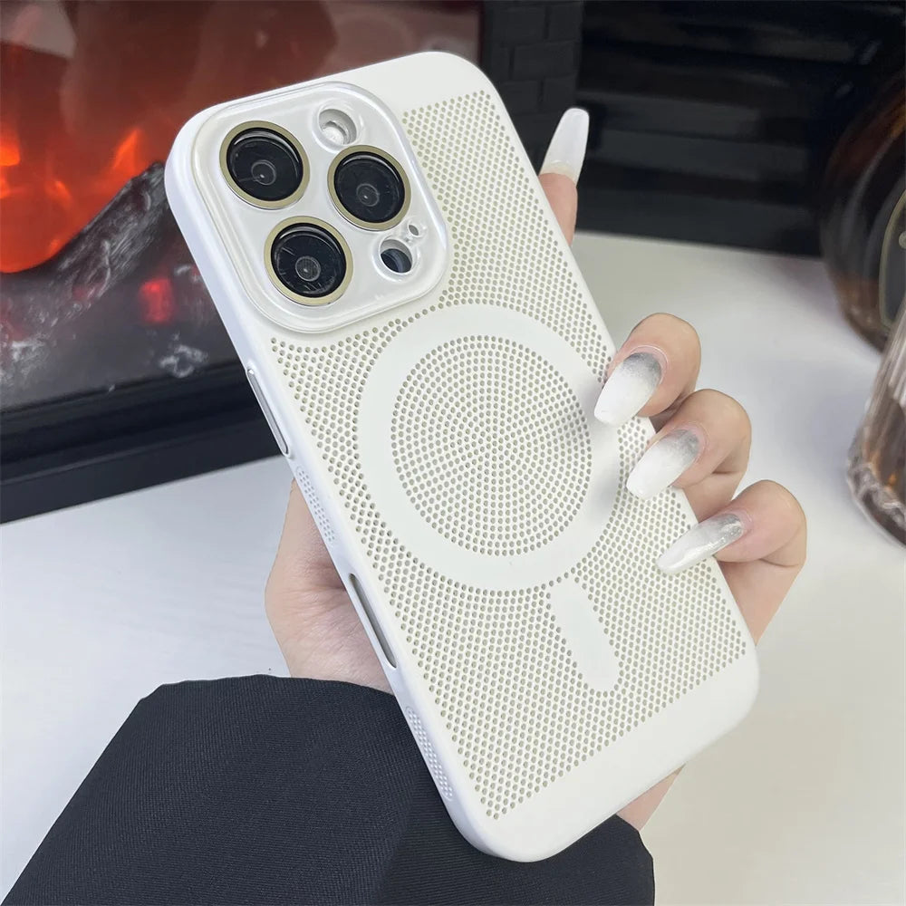 Heat Dissipation Plating PC Magnetic Phone Case For iPhone 16 15 14 13 12 11 Pro Max Luxury For Magsafe Wireless Charging Cover