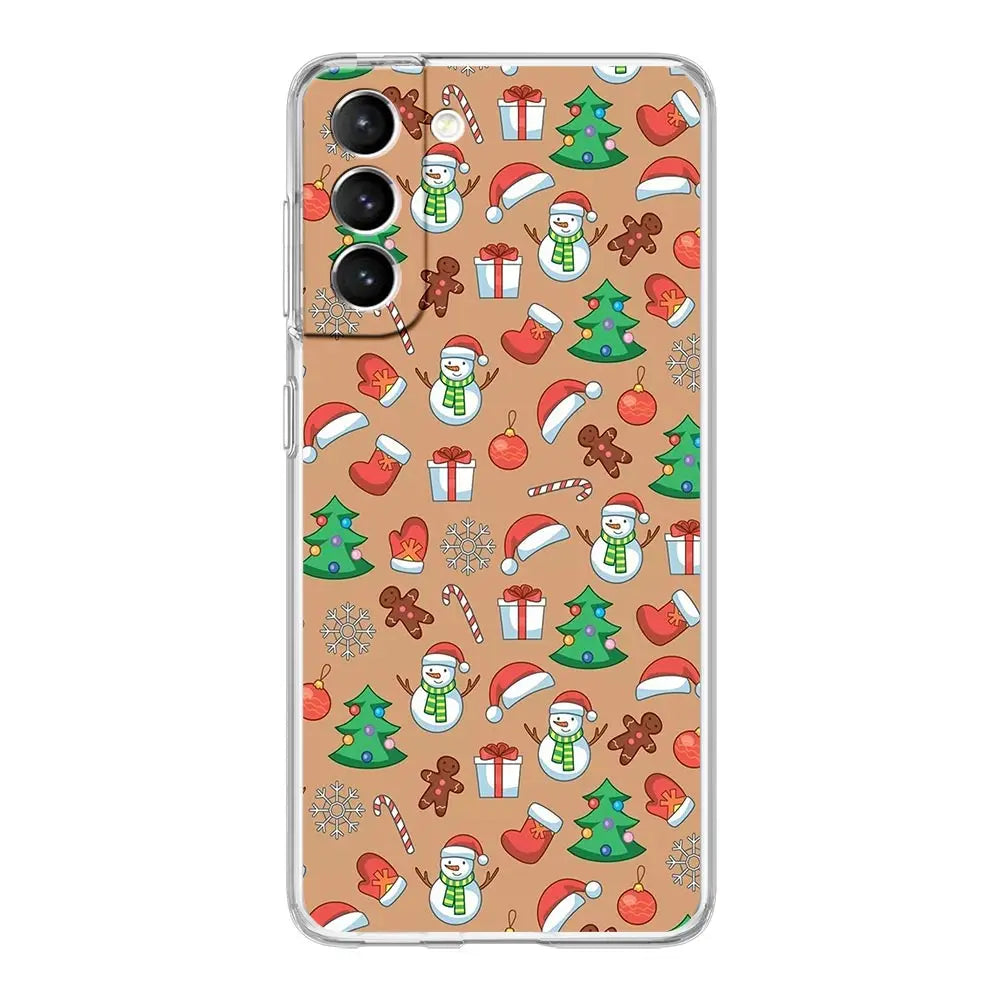 Phone Case For Samsung Galaxy S25 Edge S24 Plus S23 FE S22 S21 S20 Ultra 5G S10 Soft Clear Cover Cartoon Christmas
