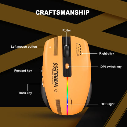 LT-T19 Ergonomic Rechargeable Gaming Mouse USB 2.4G Wireless RGB Light Desktop PC Computers Notebook Laptop Mice