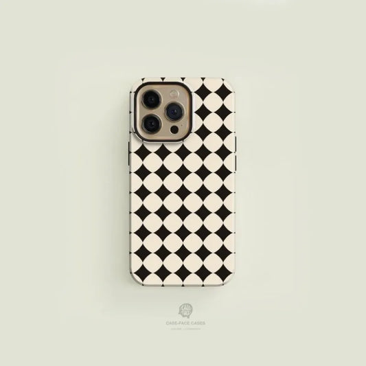 Diamond Patterned Black Cream  Case For IPHONE 16ProMax 15 14 13 12 11 PRO Plus Acrylic TPU Two in one Magnetic Phone Cases