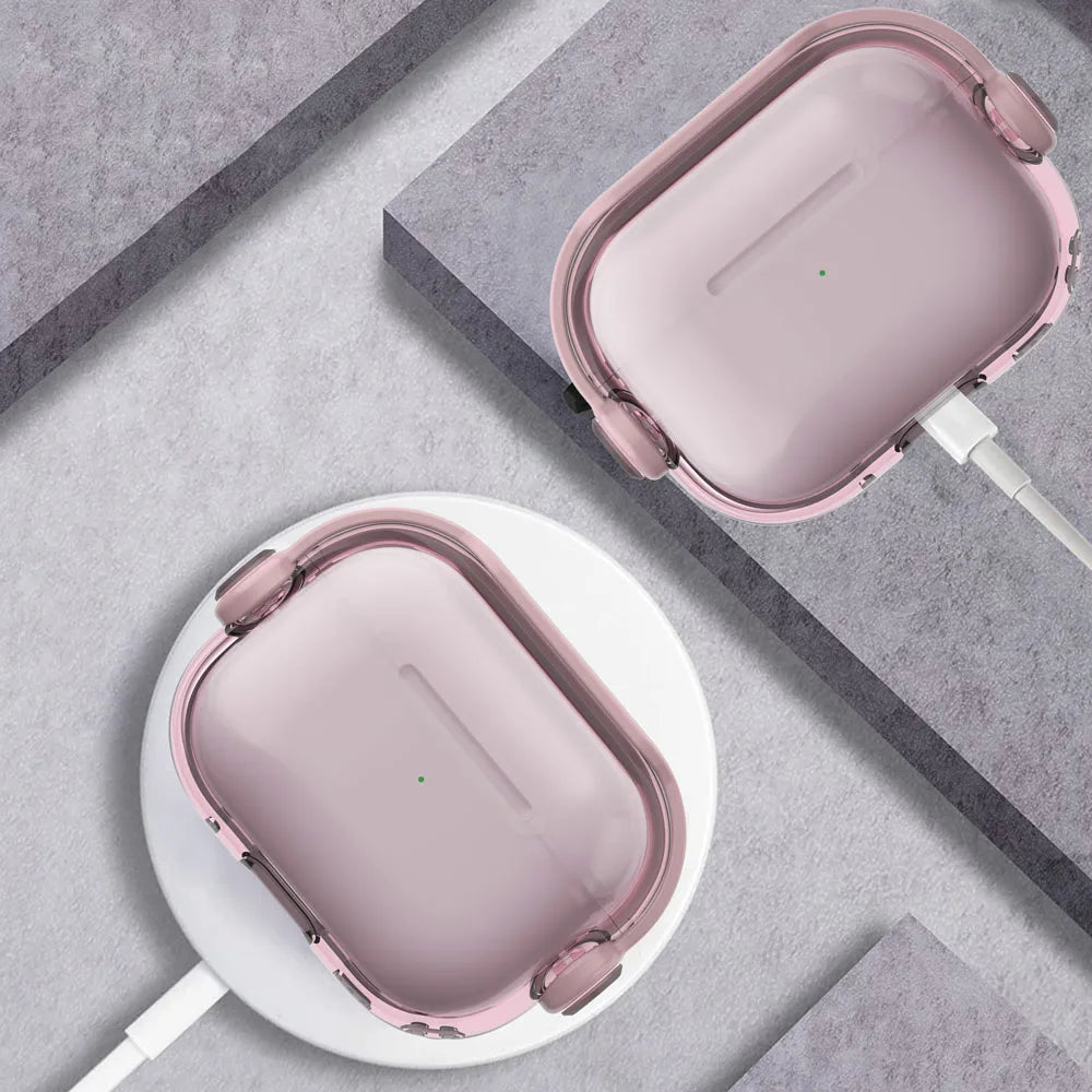 New Music Holder Cover For AirPods 4 Pro 2 AirPods Pro3 Pink Clear Bluetooth Earphone Cases For AirPods 2 3 Funda With Keychain