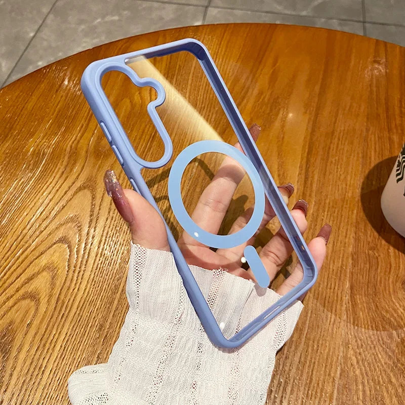 HD Clear for Magsafe Magnetic Case for Samsung Galaxy S26 Pro S25 Edge S24 S23 S22 Plus Ultra Wireless Charging Shockproof Cover