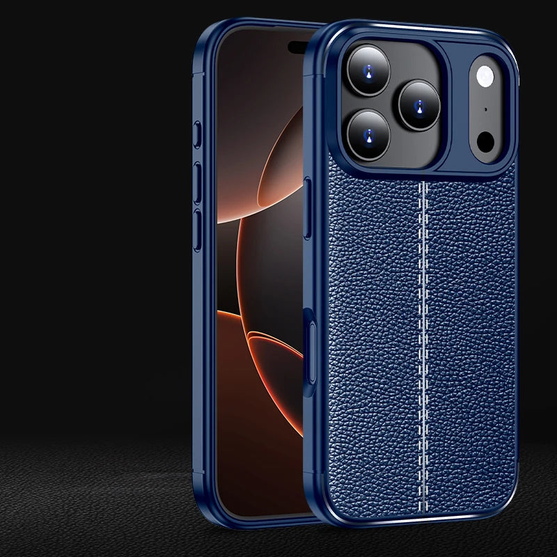 Business Soft Silicone Leather Texture Style Phone Case for IPhone 17 Air Pro Max 17Pro Anti-Fingerprint Protection Back Cover