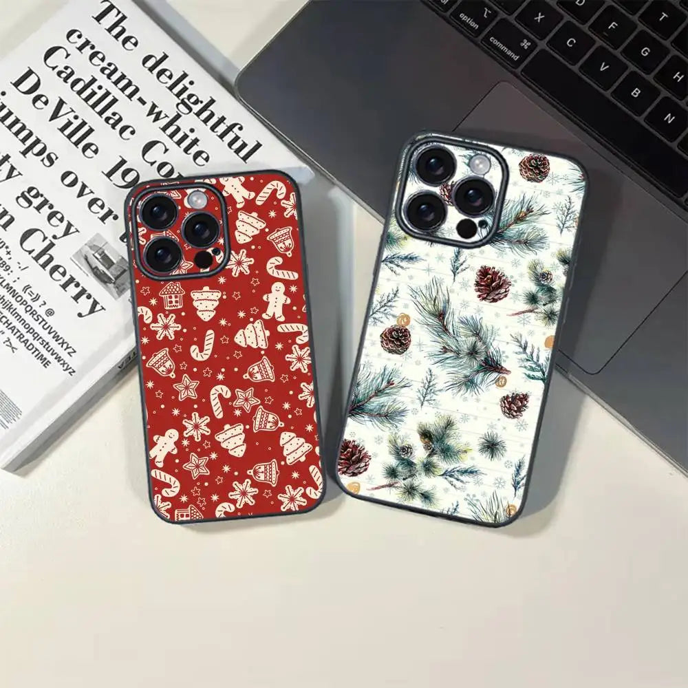 Christmas stocking deer pine Phone Case For 17 12 13 14 15 16Pro Max mini Plus strong magnetic attraction