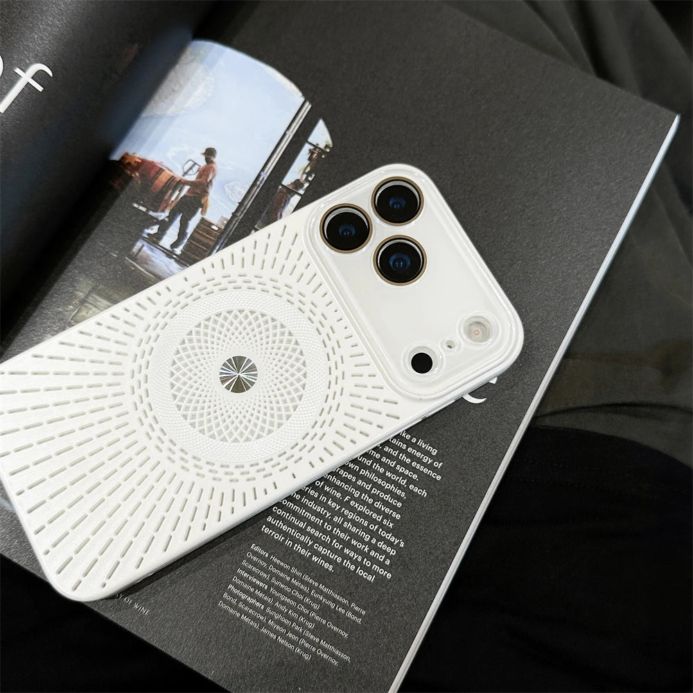 Large Window Litchi Texture For Magsafe Magnetic Case For iPhone 17 16 15 14 13 12 11 Pro Max Plus Air Rotating Bracket Cover