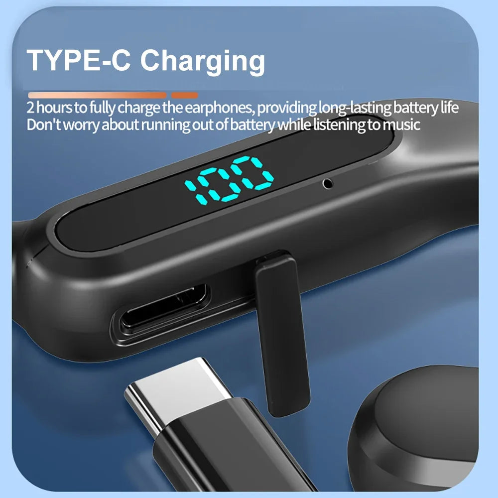 Bluetooth 6.0 Earphones Air Conduction TWS Wireless Sports Headphones Neckband Headsets HiFi Stereo ENC Noise Reduction Earbuds