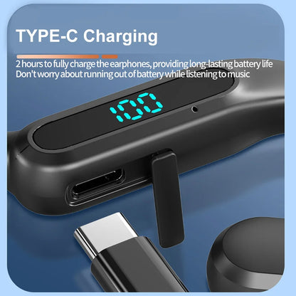 Bluetooth 6.0 Earphones Air Conduction TWS Wireless Sports Headphones Neckband Headsets HiFi Stereo ENC Noise Reduction Earbuds