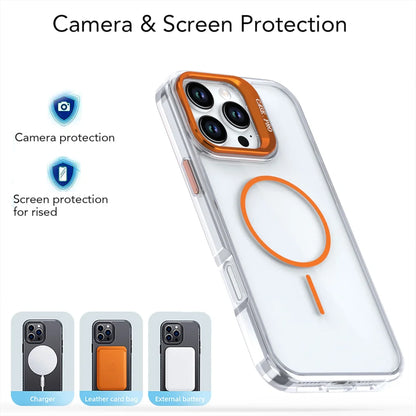 Original For Magsafe Invisible Lens Stand Holder Phone Case For iPhone 14 15 16 17 Pro Max Plus 16E 13 12 11 Clear Acrylic Cover