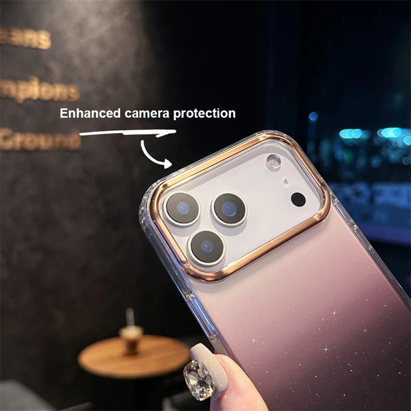 Popular Gradient Glitter Transparent Case For iPhone 17 Air 16/E 15 14 Plus 13 12 11 Pro Max Soft TPU Shockproof Protector Cover