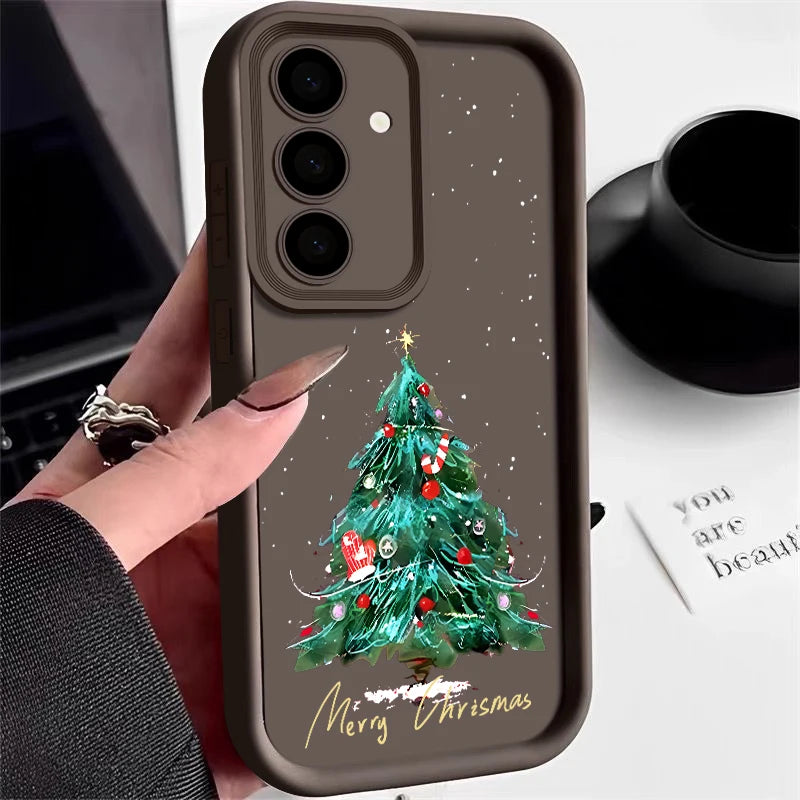Case For Samsung Galaxy A17 A56 A16 A55 A15 A36 A35 A25 A26 5G S25 Edge S22 S24 Ultra S23 S24 FE TPU Christmas Tree Phone Cover