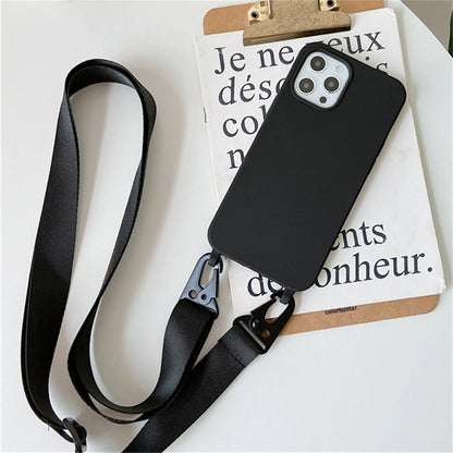 Crossbody Necklace Strap Lanyard Matte Silicone Case For iPhone 17 16 15 14 Pro Max 11 12 13 XR X XS 8 Plus SE Shockproof Cover