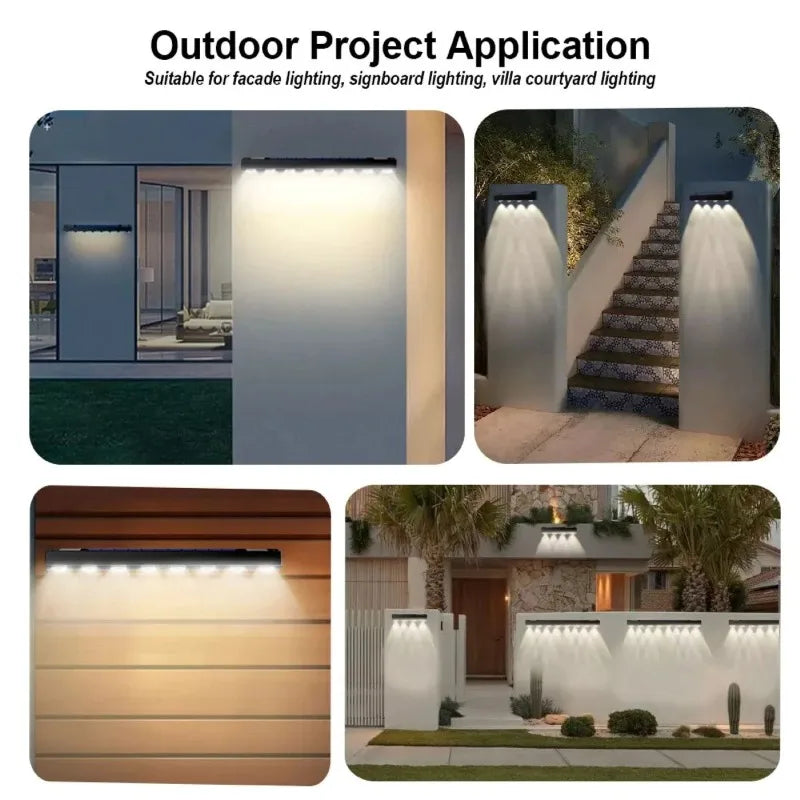 4/8LED Solar Powered Wall Lamp Garden Lamp Outdoor Waterproof Balcony Staircase Fence Atmospheric Decorative Lighting
