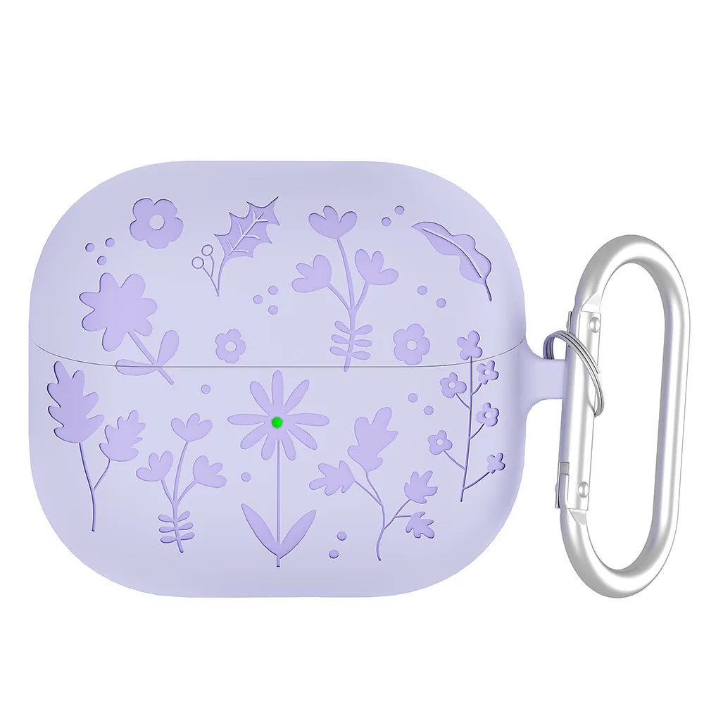 New Case For Samsung galaxy buds 3（2024）Coque Carving Flowers Design Liquid Silicone Soft Capa For galaxy buds3/3pro Cover Funda