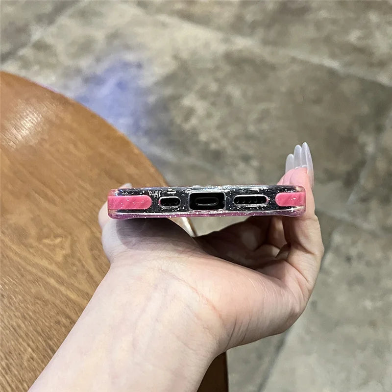 Double Color Bling Glitter Magnetic Magsafe Case For iPhone 16 15 14 16Pro Max Wireless Charging Shockproof Bumper Back Cover