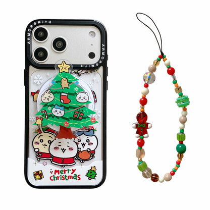 Cute Christmas Tree Cartoon With Magsafe Stand Kawaii Phone Case for iPhone 17 Pro 11 12 13 14 plus 15 16 Pro Max Cute Cover