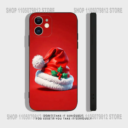 New Year Gift Cartoon Christmas Silicone Phone Case For iPhone 17 16,15,14,13,12,11,Pro,XS,Max,XR,Plus,Mini Silicone Shockproof