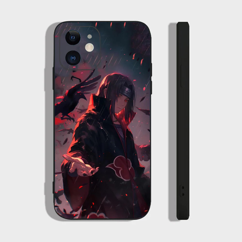 Classic Anime Narutos Uchiha Itachi Phone Case For IPhone 16 15 14 13 Pro Max 11 12 Mini X Xs XR Se 2022 Black Silicone Cover