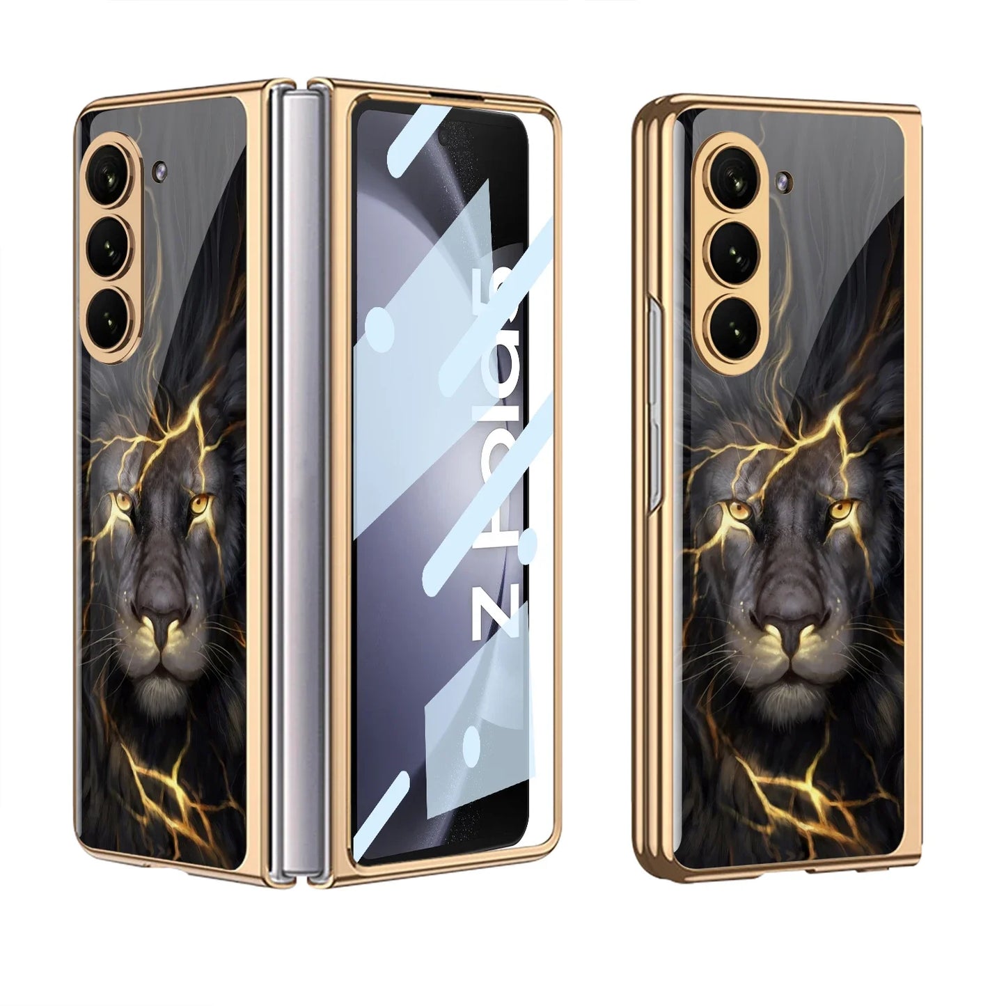 GKK Electroplated Painted Tempered Glass Case For Samsung Galaxy Z Fold 5 With Screen Glass Hard Cover For Galaxy Z Fold5 4 Case