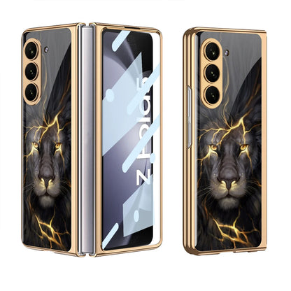 GKK Electroplated Painted Tempered Glass Case For Samsung Galaxy Z Fold 5 With Screen Glass Hard Cover For Galaxy Z Fold5 4 Case