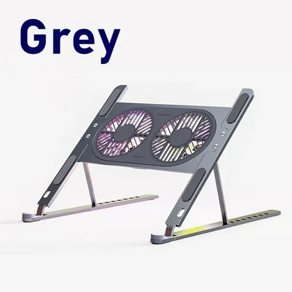Aluminum Laptop Stand Foldable Desk Riser Mute Cooling Fan Adjustable Notebook Stand For Macbook Pro Air Computer PC iPad Tablet