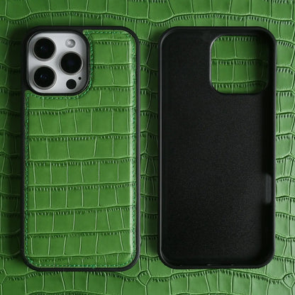 Premium Crocodile Pattern Genuine Leather Case For iPhone 16 Pro Max 15 14 13 12 11 XR Cowhide Back Cover Shell Protective Capa