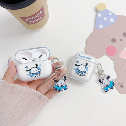 For Airpods 1 2 3 4 Pro Pro 2 Case Car Pochacco Transparent TPU Earphone Case Accessories Cover