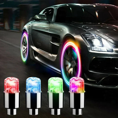 2/4/8Pcs Colorful LED Wheel Lights Car Tire Valve Caps Neon Light Universal Motorcycle Bicycle Valve Cover Auto Accessories