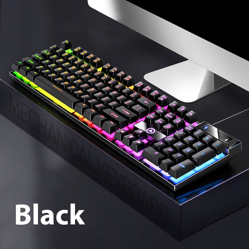 K500 Keyboard Mixed Color White Pink Keycaps 104 Keys Wired Gaming Keyboard for Laptop PC