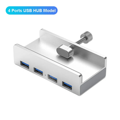 6-IN-1 Black Clip Dock 5Gbps USB 3.0 HUB Aluminum Alloy External Multi USB Splitter Adapter for Laptop Desktop with TF Card Slot