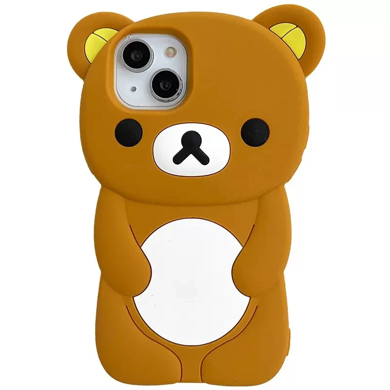 For iPhone 16 15 14 13 12 11 Pro Max mini Plus Xs XR 6 7 8 Plus Glasses Rilakkuma Bear Silicone Soft Cover Case