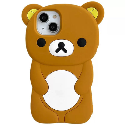 For iPhone 16 15 14 13 12 11 Pro Max mini Plus Xs XR 6 7 8 Plus Glasses Rilakkuma Bear Silicone Soft Cover Case