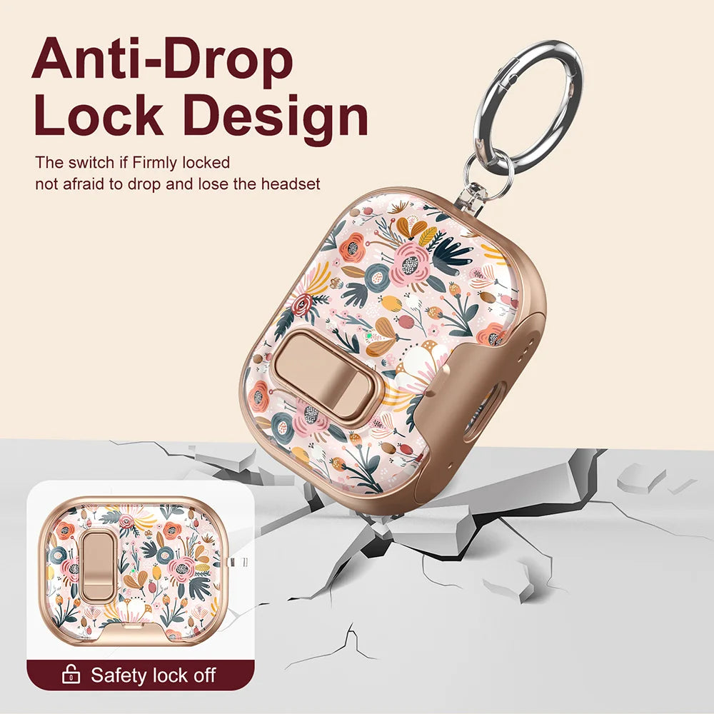 Lovely Floral Flower Transparent Case For AirPods 4 TPU Cover Anti-fall Headphone Coque For AirPods Pro 2 3 Pro2 Pro3 With Hook